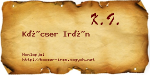 Kácser Irén névjegykártya